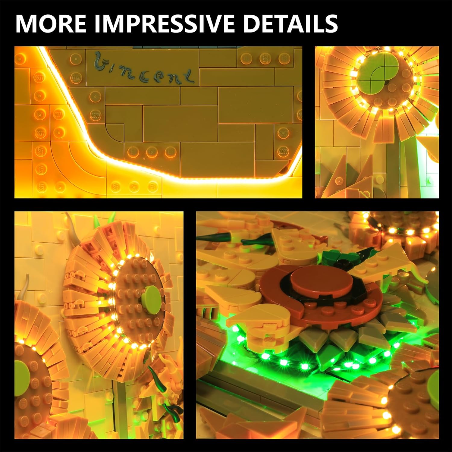 LED Lighting Kit for Lego Van Gogh Sunflower, Compatible with Sunflowers 31215 – Light Set for Lego Model, NOT Included Blocks, Standard Version