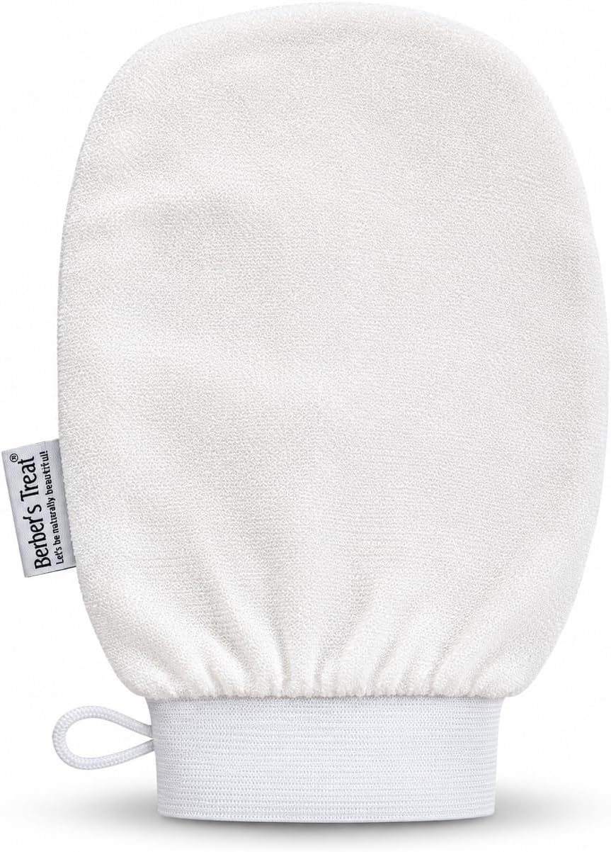 Berber's Treat Kessa Exfoliating Glove - Remove Dead Skin Cells (White)