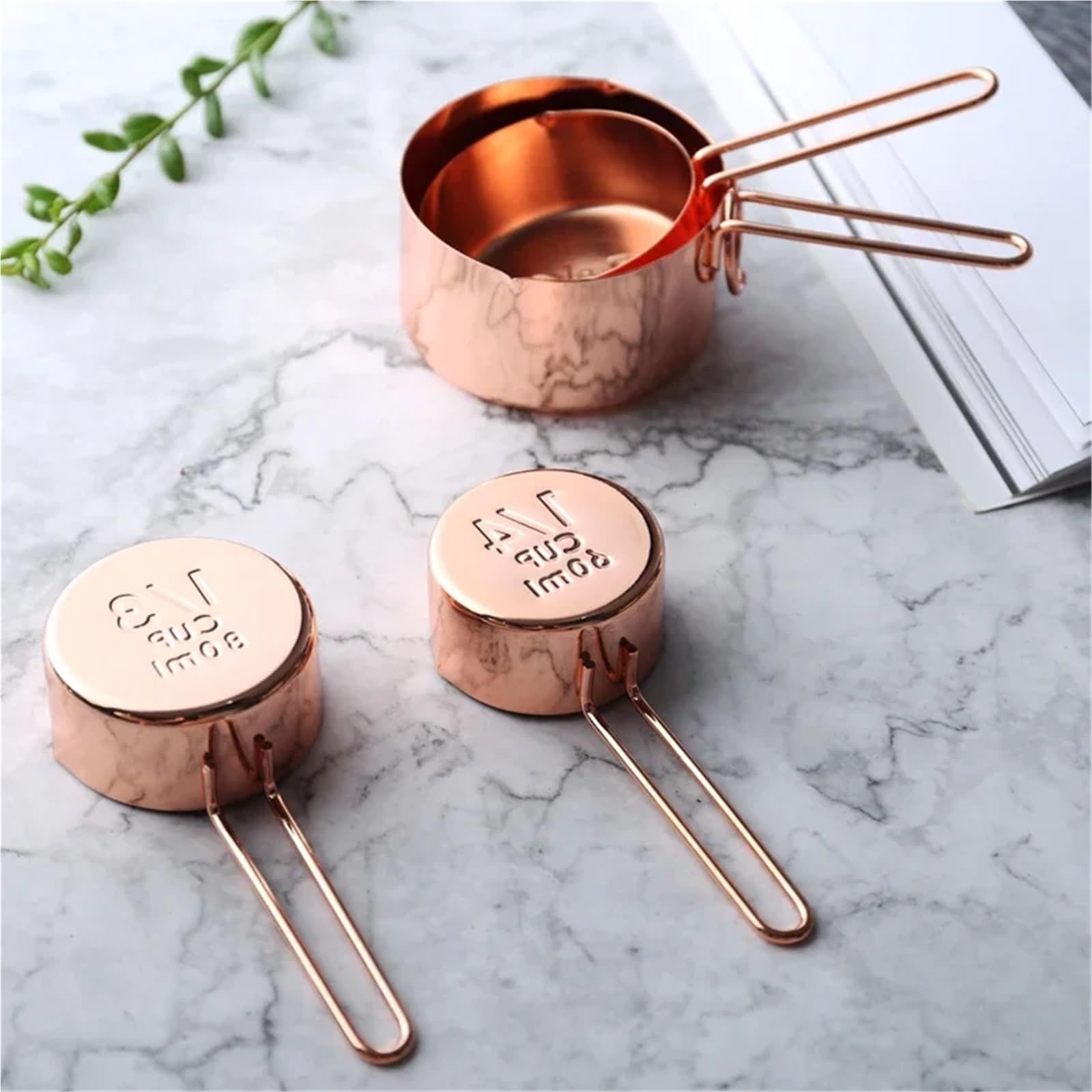Messlöffel aus Edelstahl, verkupfert | Roségoldenes Messlöffel- und Tassen-Set, Küchenhelfer, Backutensilien