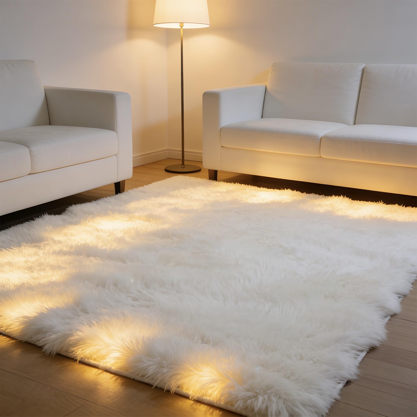 Tapis salon moderne blanc 250x150cm doux pour chambre cuisine et bureau