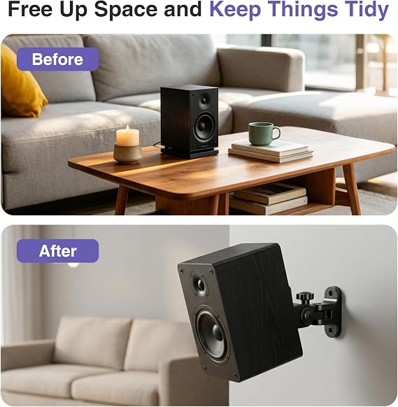 Speaker Wall Mounts, Pair, 15kg Zinc Alloy Swivel Brackets