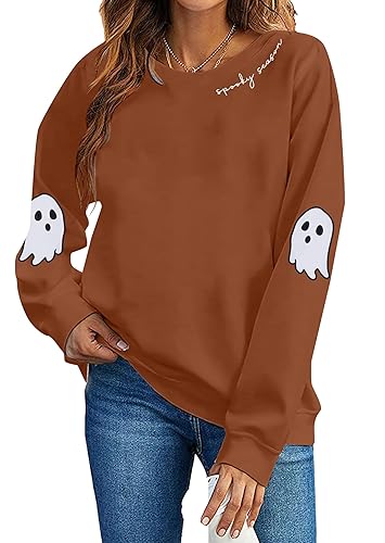 HEBBE Spooky Season Sweatshirts Halloween Ghost Sweatshirt Women - Halloween