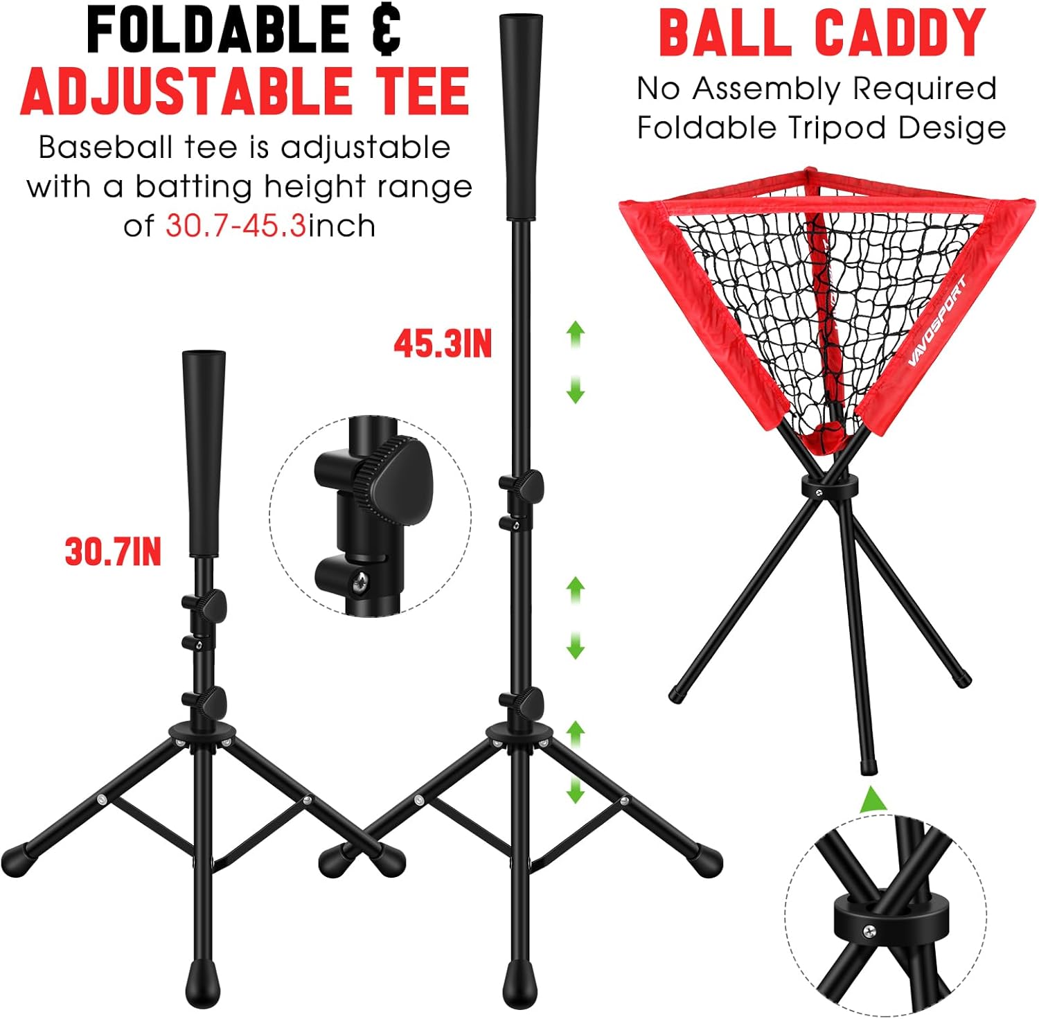 7x7' Baseball & Softball Net for Batting Pitching Hitting - Large Ball Collection System, Portable Baseball Training Equipment with Strike Zone, Tee, Ball Caddy, for Adult Sport,Youth Practice - Image 4