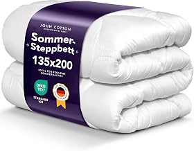 John Cotton Perfect Match Duvet 135 x 200 cm - Elegant & Lightweight Quilt for Summer | Soft & Breathable Allergy Sufferers Summer Duvet | Oeko-Test Certified Duvets | Blanket 135 x 200 cm
