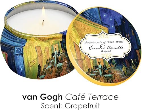 Miniatura 3 de Juego de regalo de velas perfumadas inspiradas en bellas artes, aromaterapia 8% fragancia de aceite esencial, paquete de 4 velas de cera de soja de