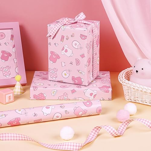 Vista 70 de WRAPAHOLIC Papel de regalo reversible, mini rollo, 17 pulgadas x 33 pies, adorable diseño de gato y azul sólido para cumpleaños, vacaciones