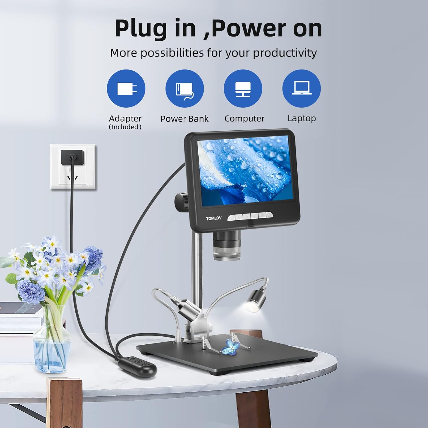 Buy TOMLOV DM401 Pro 2K Digital Microscope 1200x, 7 inch HDMI LCD