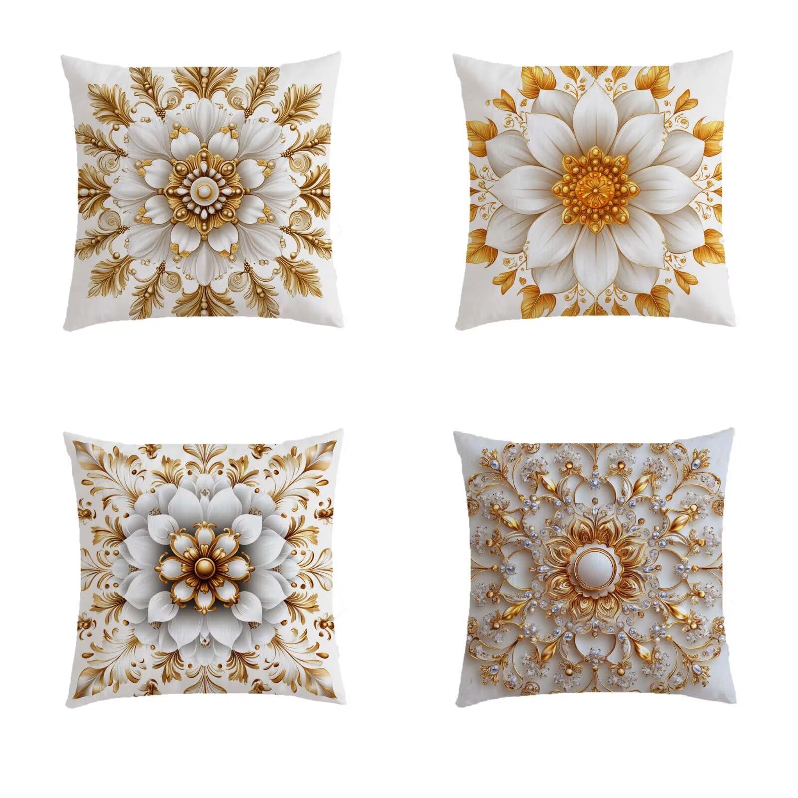 Housse coussin 60x60cm extérieur imperméable salon de jardin taie oreiller bohème carré lot de 4