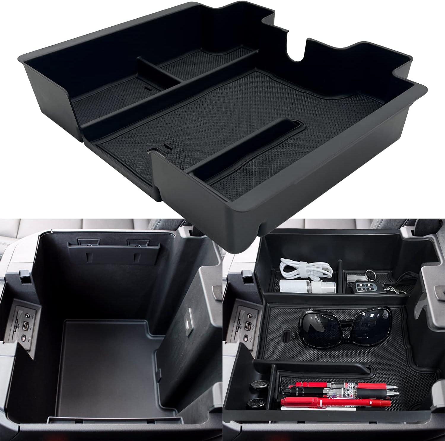 Compatible with Chevy Silverado 1500 Accessories/GMC Sierra 1500 2019-2022 Center Console Organizer Tray Fits for 2020-2023 Silverado/Sierra 2500 HD/3500 HD -Full Console Only