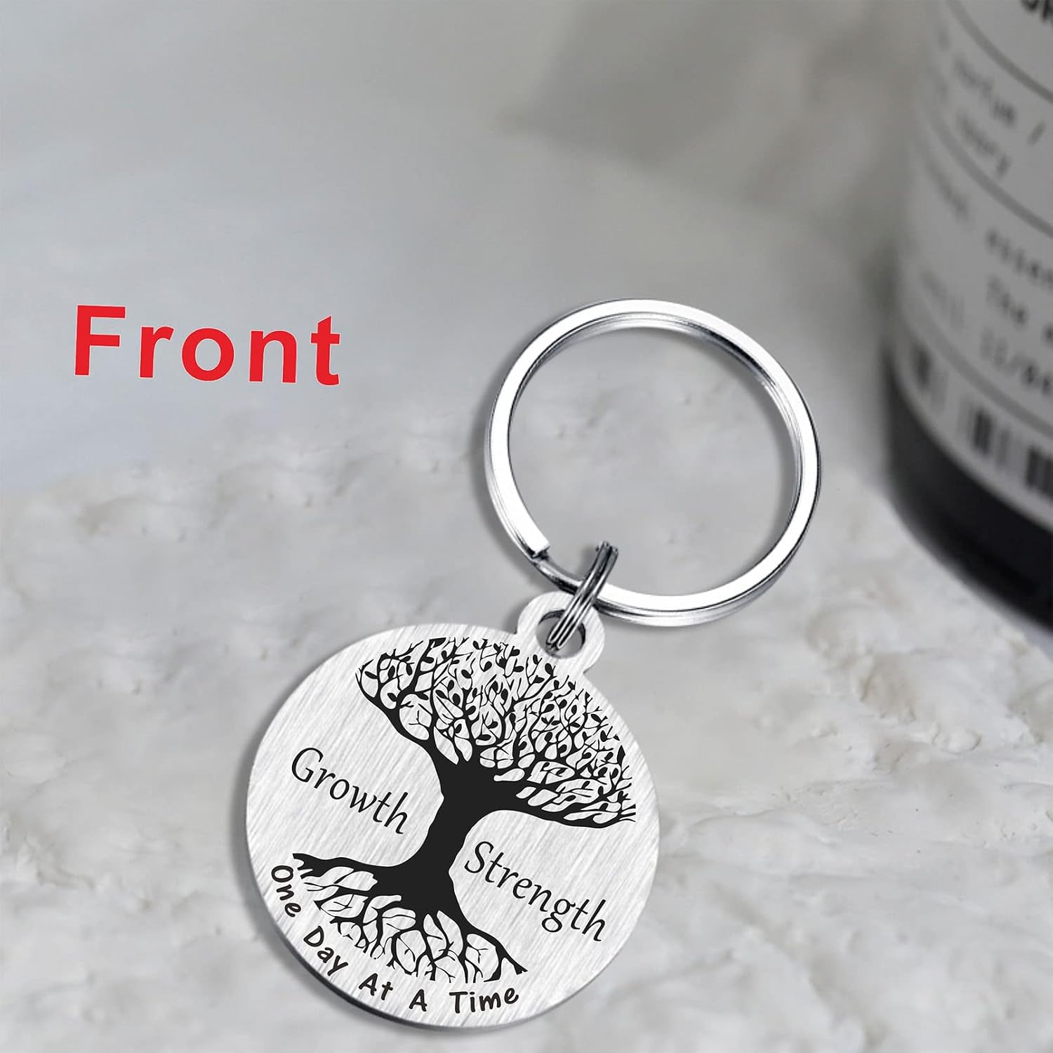 TANWIH Sobriety Gifts for Women Men - Recovery Gifts - Inspirational Tree of Life Keychain - Sobriety & Recovery AA NA Gifts image 2