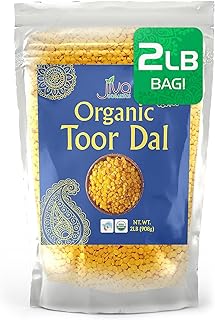 Jiva Organic Toor Dal Kori, Unoily, Madhi 2 Pound Bag - Indian Split Pigeon Peas - Non-GMO, Vegan