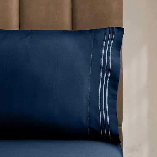 Vista 14 de Juego de sábanas de microfibra de 4 piezas prémium de calidad hotelera 1800 hilos, resistente a las arrugas, ultra suave y transpirable, juego