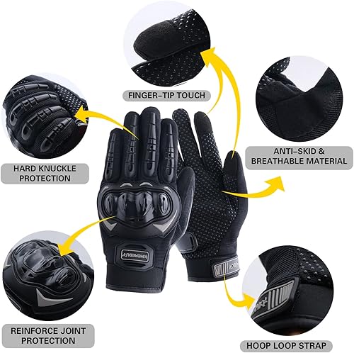 Miniatura 7 de Guantes de motocicleta para pantalla táctil, guantes de equitación de dedo completo para hombres y mujeres, para montar en tierra, carreras de