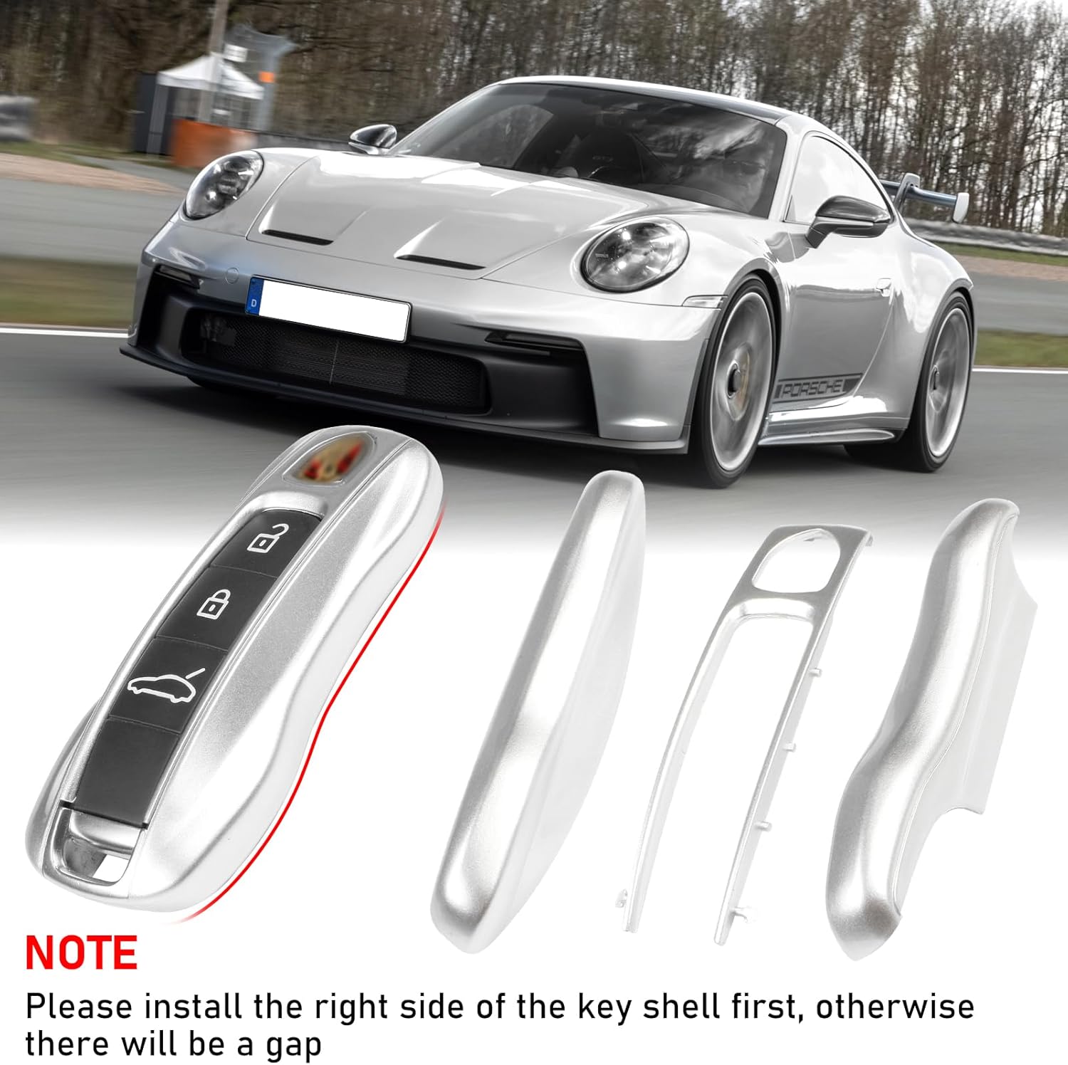Jaronx Compatible with Porsche Key Fob Cover, Compatible with Porsche Cayenne Panamera Key Fob Cover 2018-2024, Compatible with Carrera Taycan Accessories 2020-2024 (Dolomite Silver-New) - Image 7