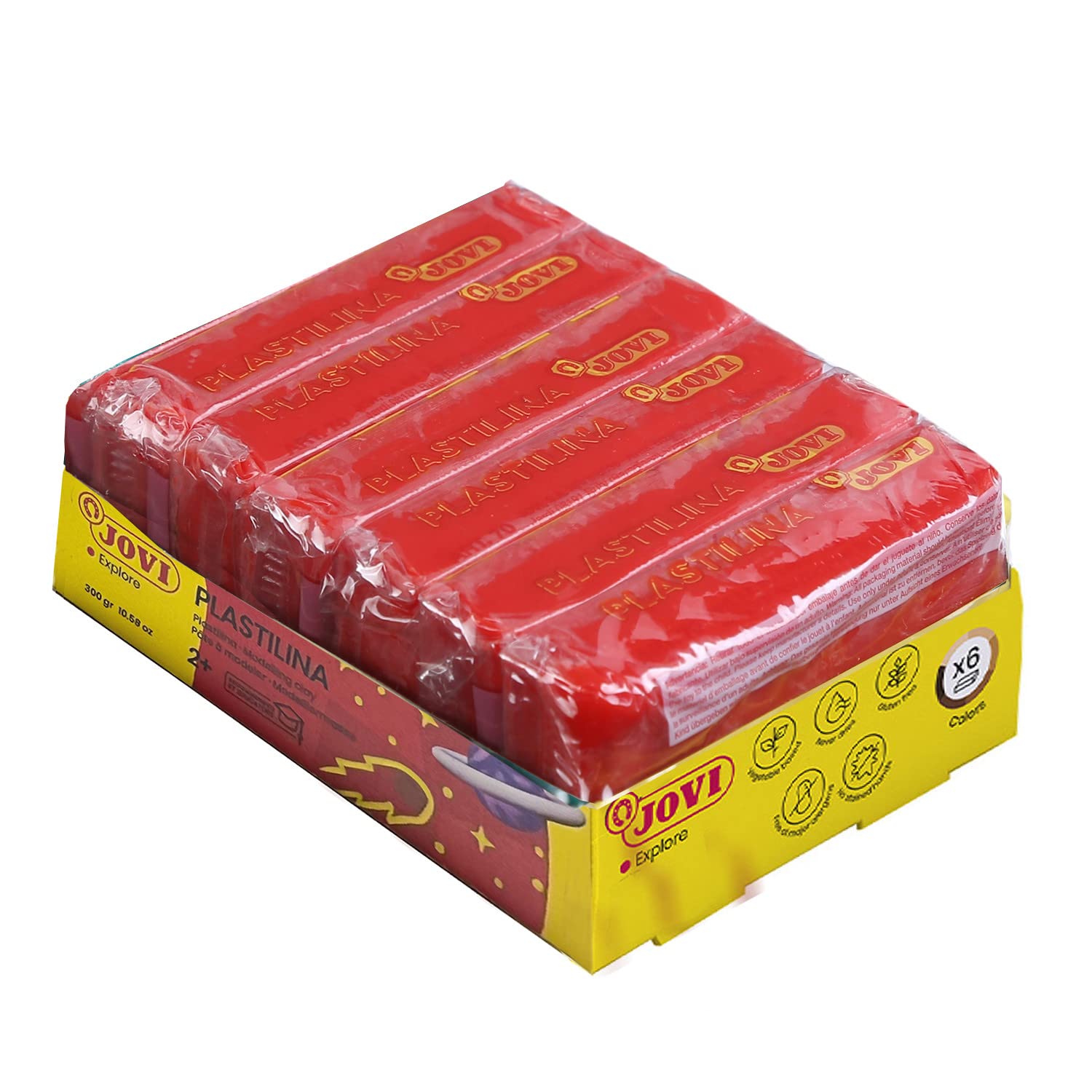 Jovi Plastilina Red Non-Drying Modelling Clay 50gms Each 6 Bars