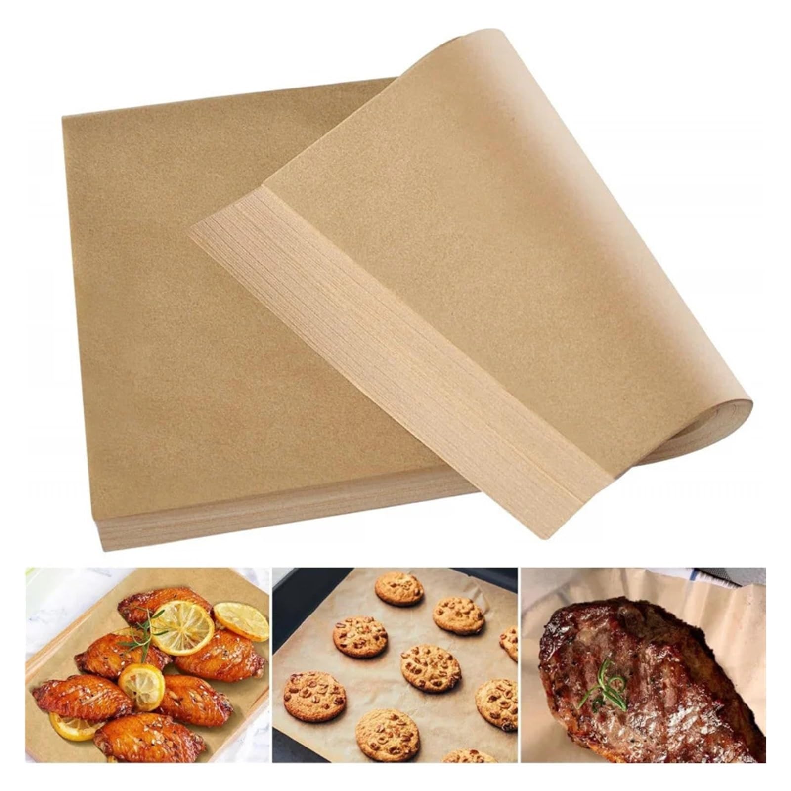 50 Uds. De pergamino rectangular antiadherente for hornear y barbacoa, papel for freidora, galletas de pan al(50Pcs-40x30cm)