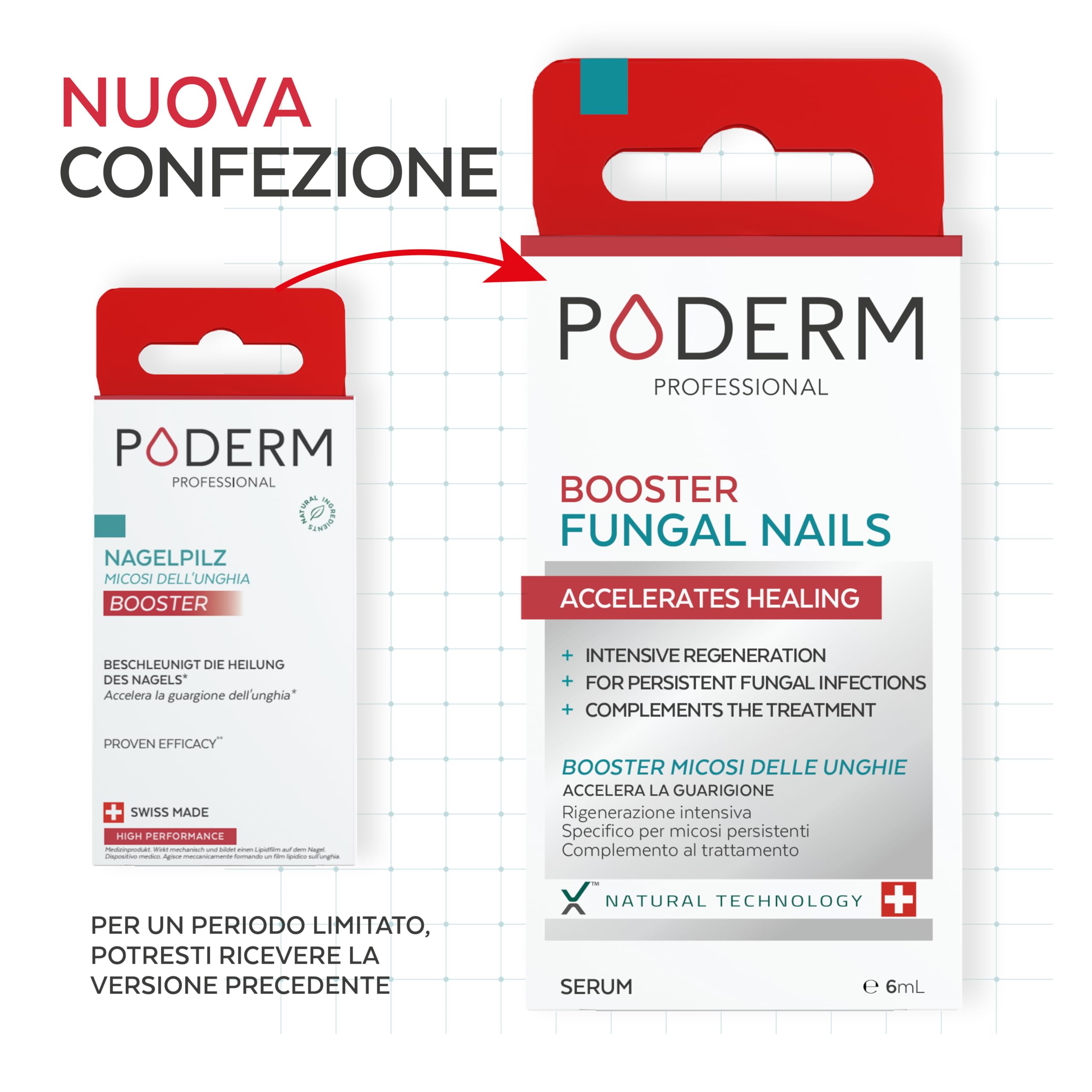PODERM MICOSI UNGHIA PIEDE COMPLEMENT BOOSTER -Trattamento micosi unghie piedi – Dimezza durata trattamento – Non utilizzare solo – Prodotto in Svizzera