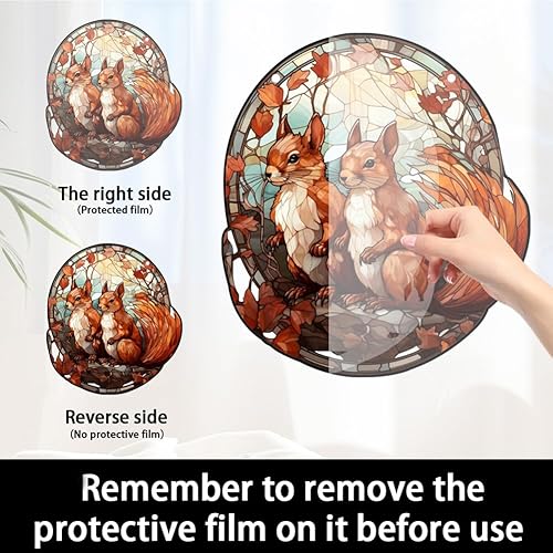 Miniatura 6 de Adornos acrílicos manchados para colgar ventanas, decoración de ventana de acrílico de ardilla, atrapasoles de animales manchados para el hogar,