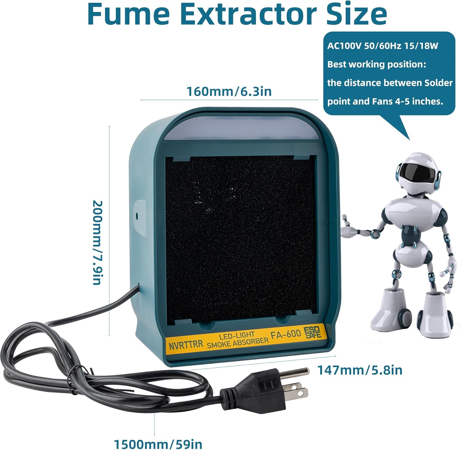 Soldering Fan Smoke Absorber Solder Fume Extractor for Soldering DIY Fan Extraction Equipment Solder Sucker Prevention Absorber Solder Fume Extractor Station. (FA-400)