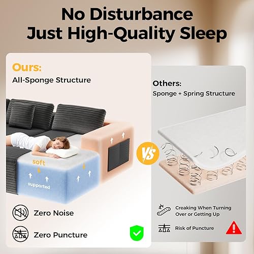 Miniatura 6 de Sofá modular Cloud de 108 pulgadas, moderno sofá modular con asiento profundo, sofás de pana sin hueso con diván, sofá en forma de L para sala de