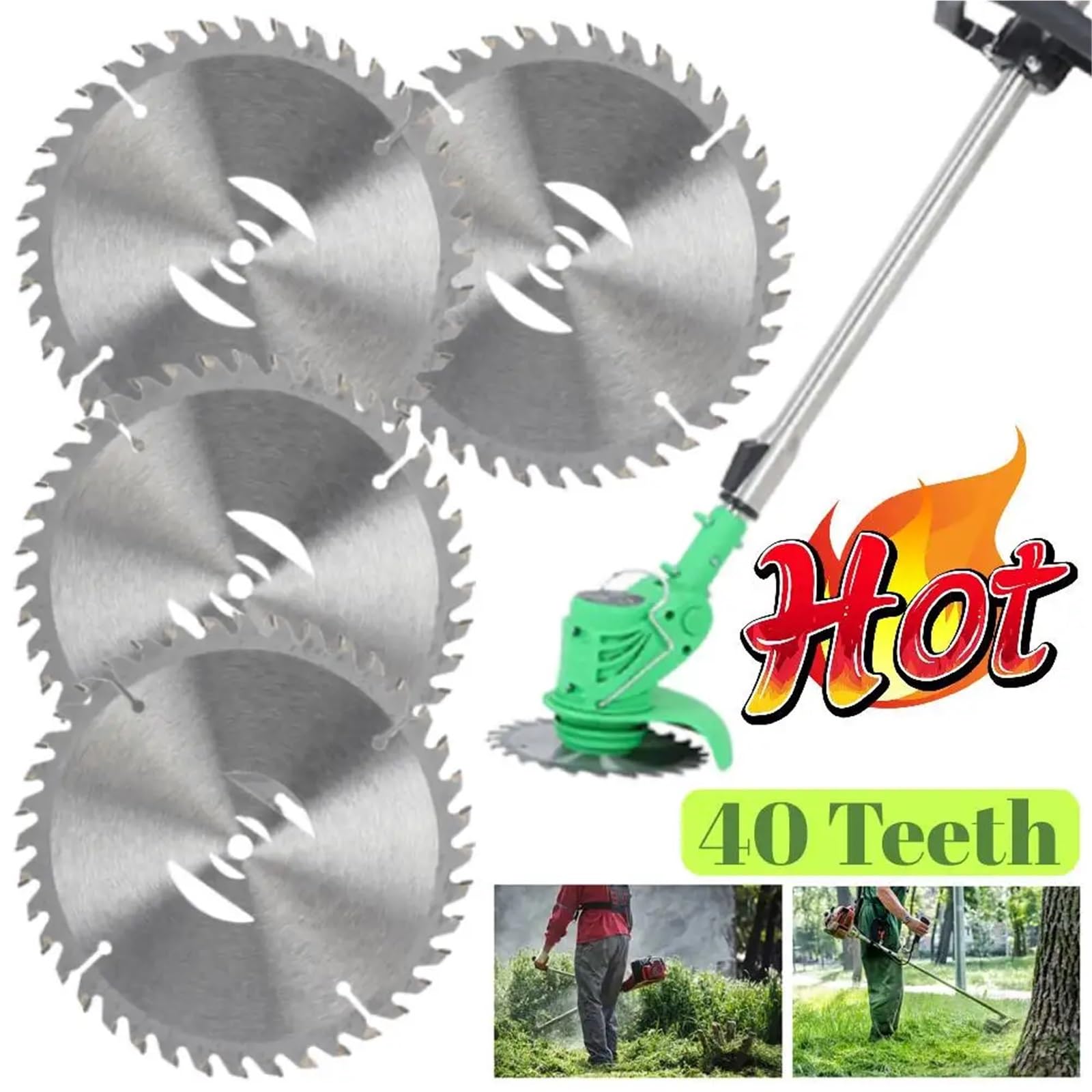 Cabezal de Corte de césped, Cuchilla de 40 Dientes, Disco Cortador de Cepillo de Madera, Herramienta, 1 Unidad(3PCS)