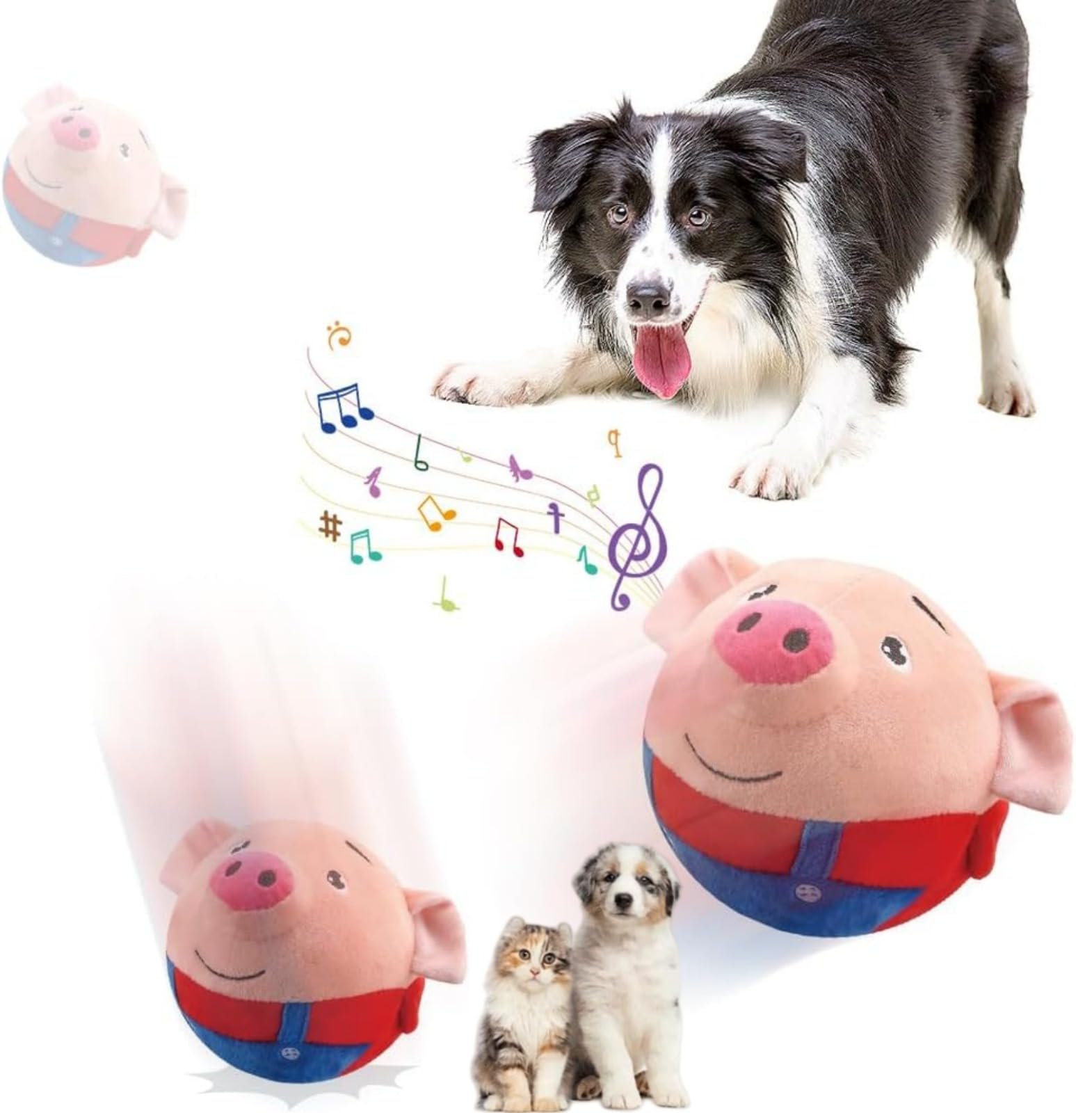 2025 New Active Moving Pet Plush Toy Interactive Dog Toys, Electronic, Talking Moving Jumping Pig Dancing Ball, Washable Cartoon Squeaky Pig Dog,For Cat And Dog Pets