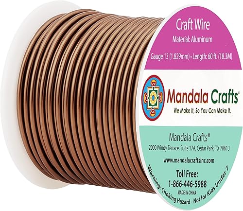 Vista 502 de Mandala Crafts Alambre de aluminio anodizado de calibre 8 para hacer joyas, alambre neutro flexible de color de 128 pies, flexible y flexible