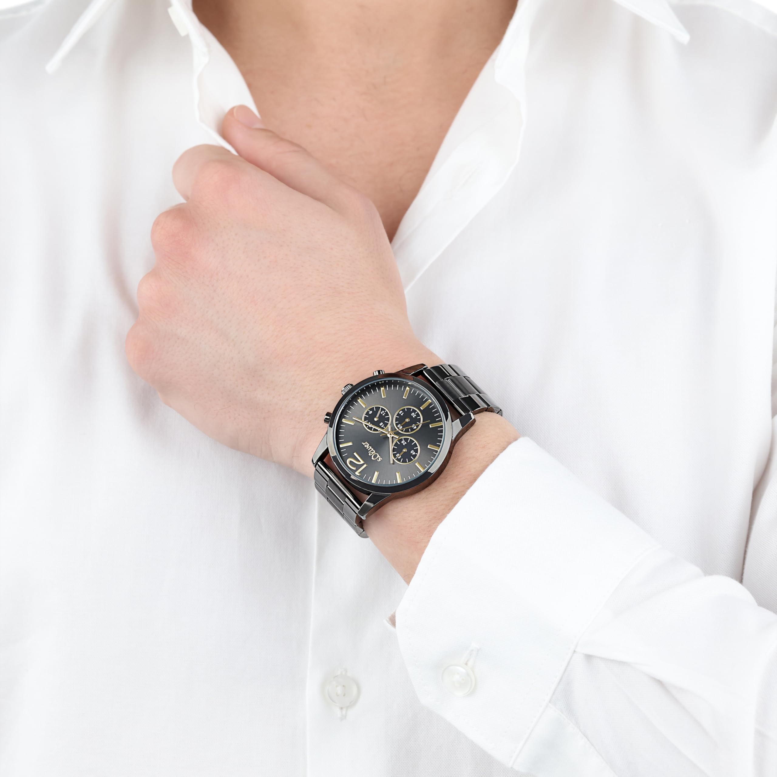 s.Oliver Armbanduhr Herren Chronograph Analog, mit Edelstahl Armband, 3 bar Wasserdicht, Kommt in Uhren Geschenk Box