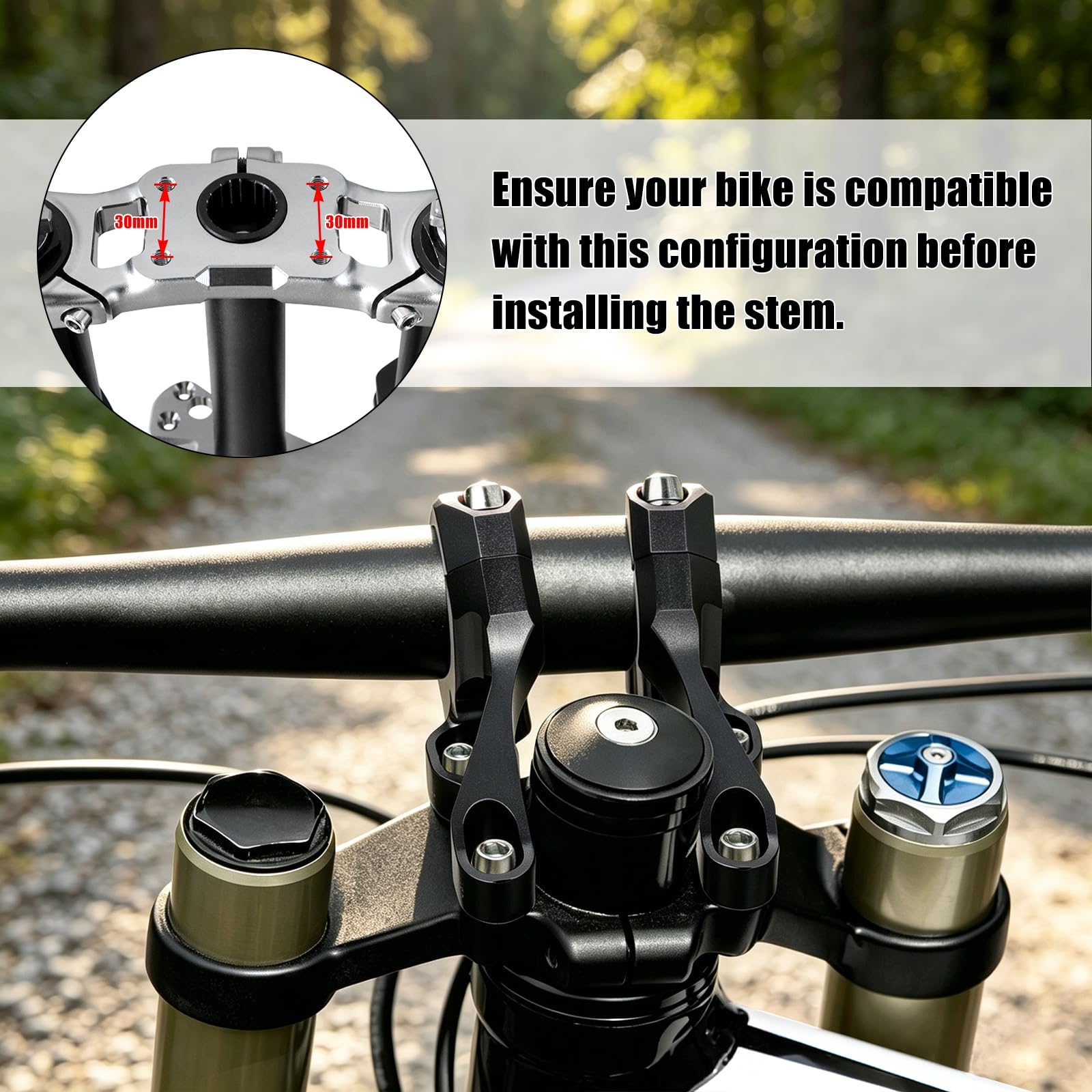 Mountainbike Direktmontage Vorbau mit 31,8mm Lenkerklemmung, 2-teiliges leichtes Split-Design für Dual Crown Gabeln, einstellbare Verlängerung 47-52mm(Schwarz)