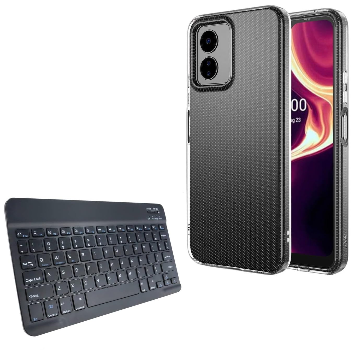 BoxWave Keyboard Compatible with Boost Celero5G SC - SlimKeys Bluetooth Keyboard, Portable Thin with Chiclet-Style Keys - Jet Black