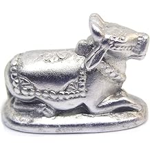 Mercury Seated Nandi Idol Parad Statue for Pooja 4 x 1.5 x 2 Cm, Silver 52 Gm.