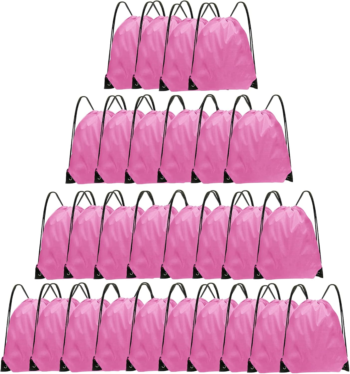 Drawstring Backpack Bulk 28 PCS Drawstring Bags String Backpack Cinch Bag Sackpack for Men Women Gym (Pink)