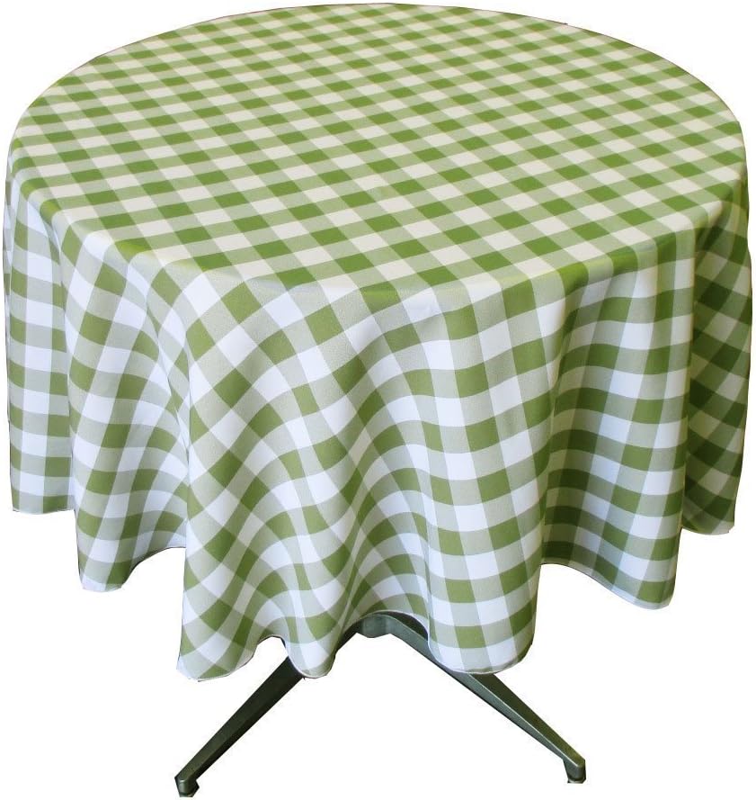 KS Linens Tablecloth Round 54" Checkered Perfect for Restaurant, Coffee Table, Overlay (Yellow)