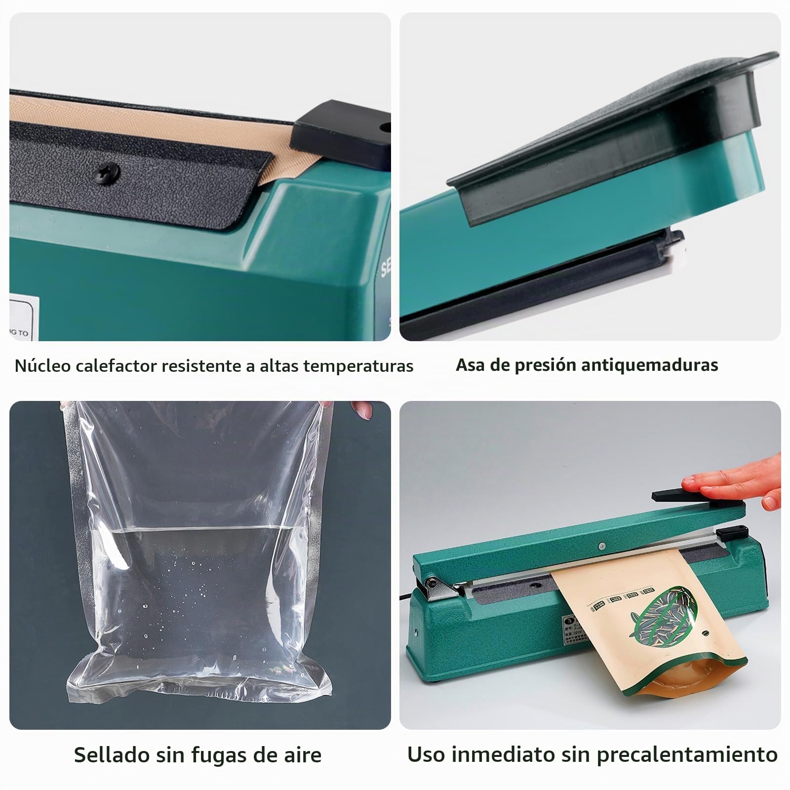 Bordeag Sellador Térmico De 200mm Sellador De Bolsas De Plástico Portátil, Máquina Selladora En Caliente Termoselladora Dispositivo De Sellado Selladora Bolsas De Plastico Para Bolsas De Pp Y Pe