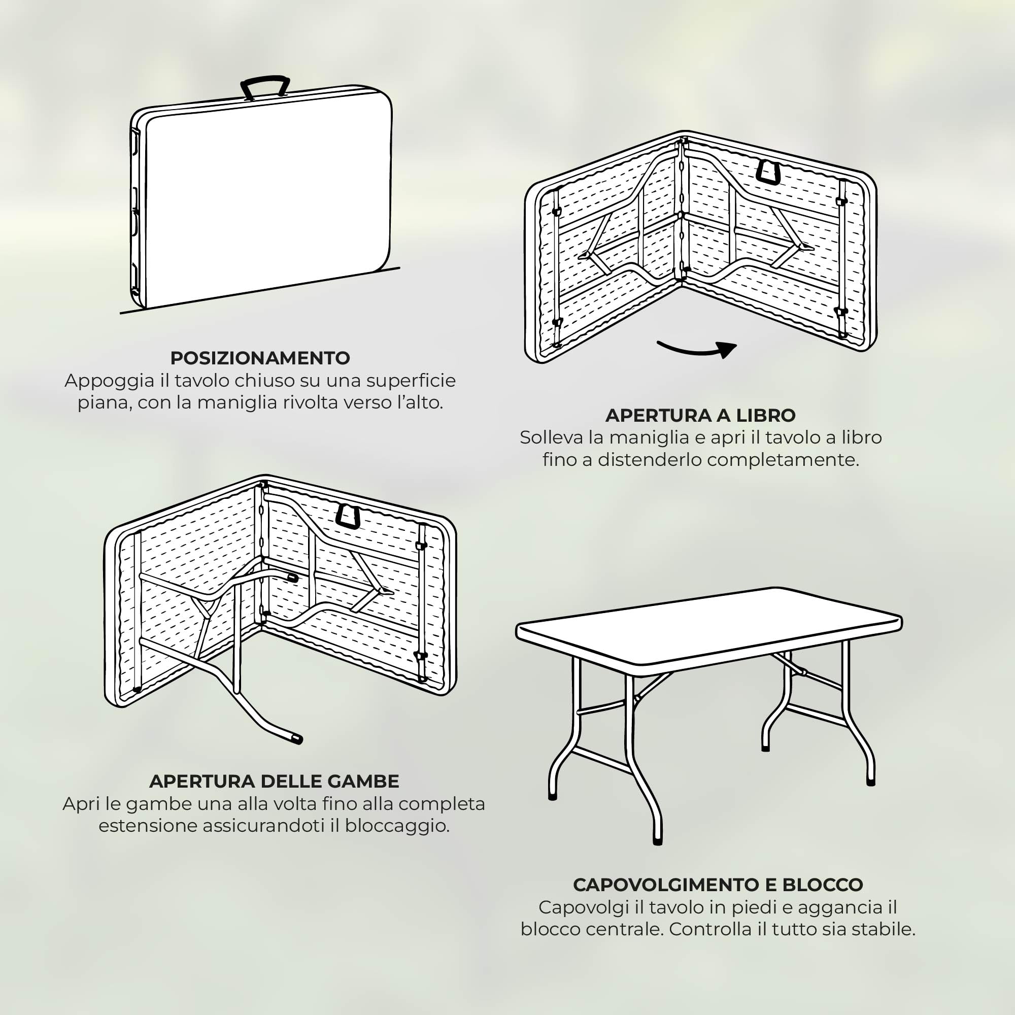 IlGruppone Tavolo Pieghevole Rettangolare Valigetta In HDPE Pieghevole Cucina Giardino Fiera Mercato Pic Nic Campeggio In Dura Resina 180X74X74 Richiudibile Salvaspazio (Antracite, 180X74X74 cm)