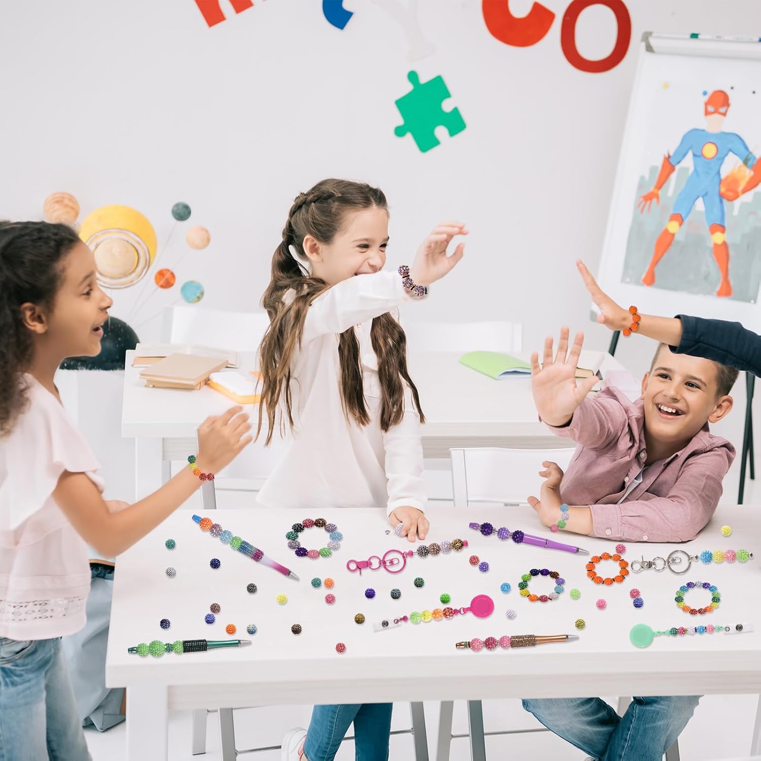 50 Pcs 20mm Beads for Pens - DIY Rhinestone Beads for Beadable Pens - Spacers for Beaded Pen Supplies - Glitter Acrylic Bubblegum Round Bling Bead for Keychains - Focal Bead for Bracelets (Colorful) - Image 7