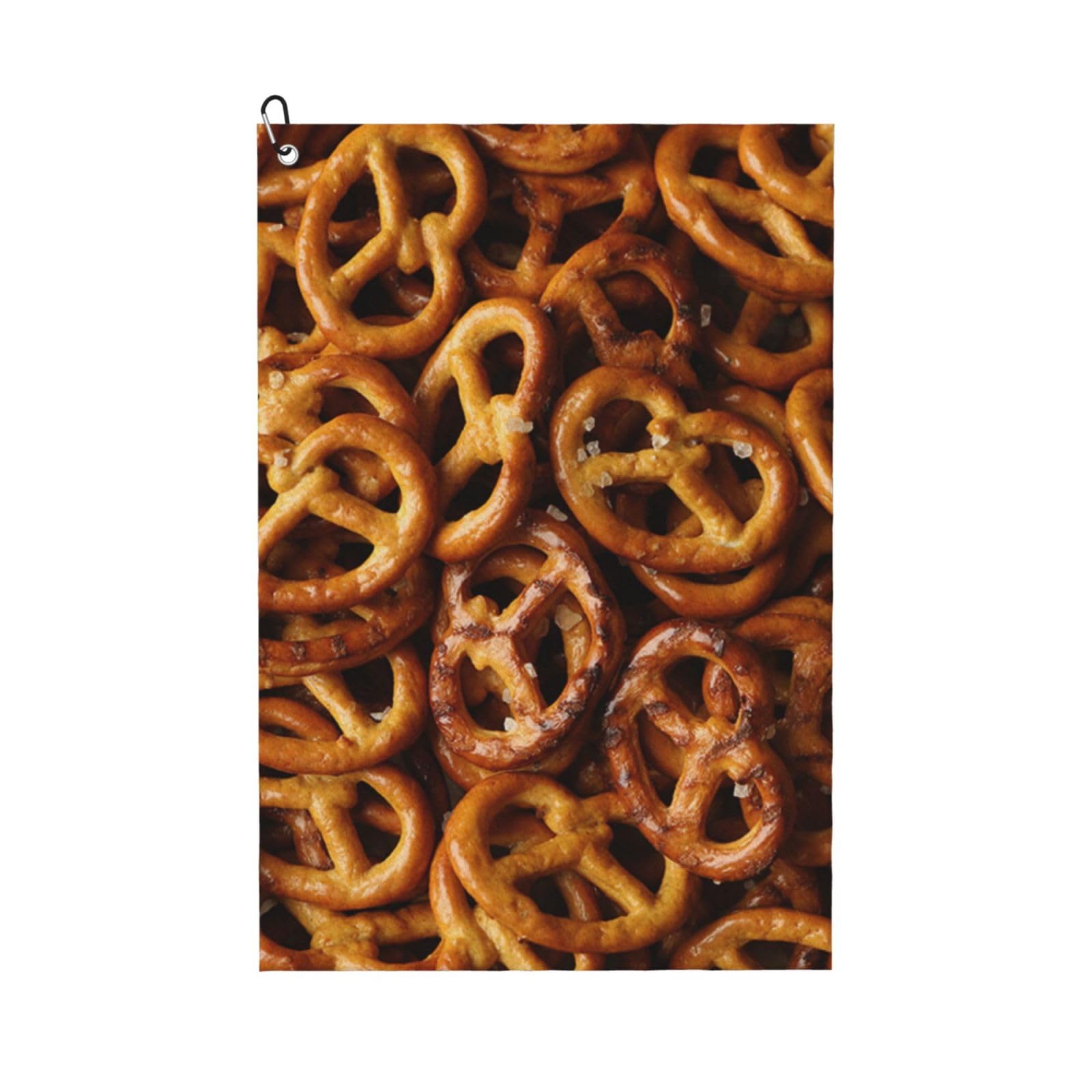 Hnnkloy Pretzels Bread Pattern, 16x24 in Portable Waffle Golf Towels with Carabiner Clip for Golf Bag