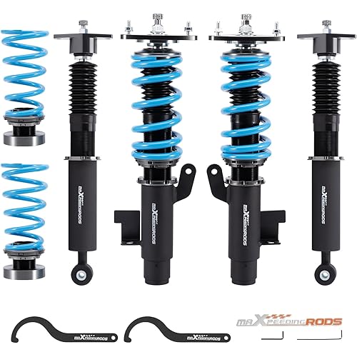 maXpeedingrods Coilover for Mazda 3 BK 2004-2009, for Mazda 3 BL 2009-2013, 24 Levels Damper Adjustable Coilovers Suspension Kit, Height Adjustable Shock Absorber, T6 Upgraded Lowering Kit, Blue