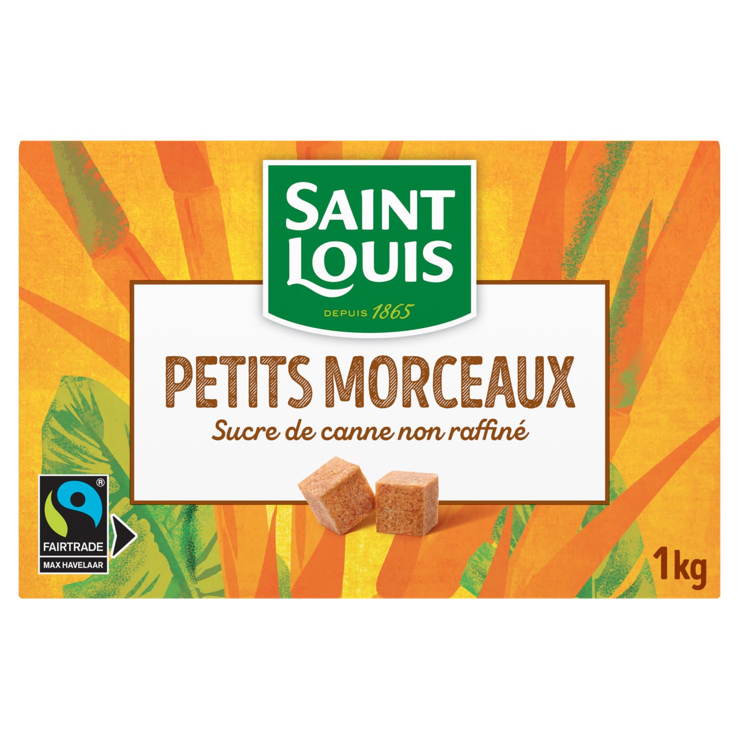 SAINT LOUIS Sucre de Canne Morceaux Non Raffiné Équitable 1kg — Saveur Ambrée Authentique pour Boissons Chaudes et Pâtisserie - Lot de 3