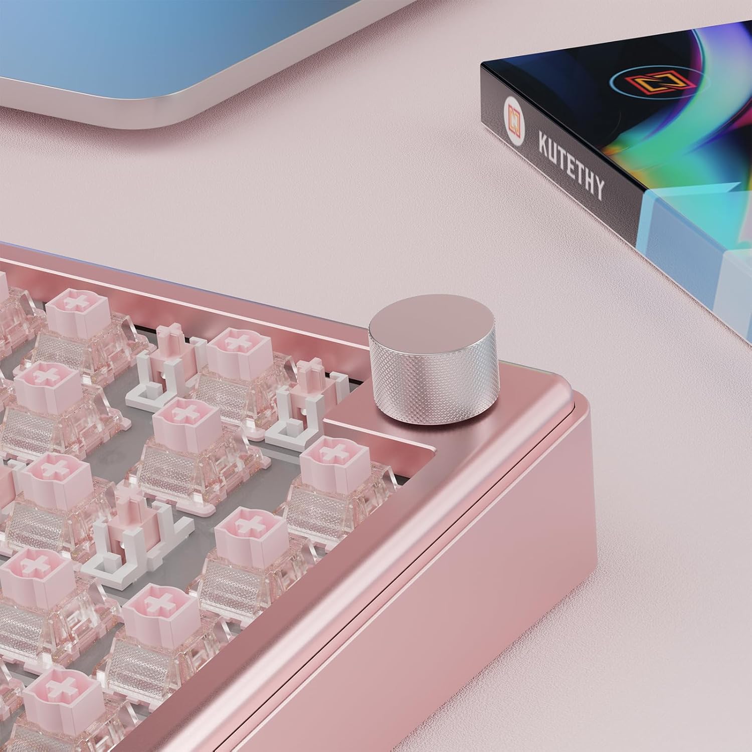 Zhouwnag Starlight Pink Magnetic Keyboard Switches, Linear Factory Pre-lubed Freely Setting Pre-TraveSwitches for Magnetic Gaming Keyboard（108PCS）