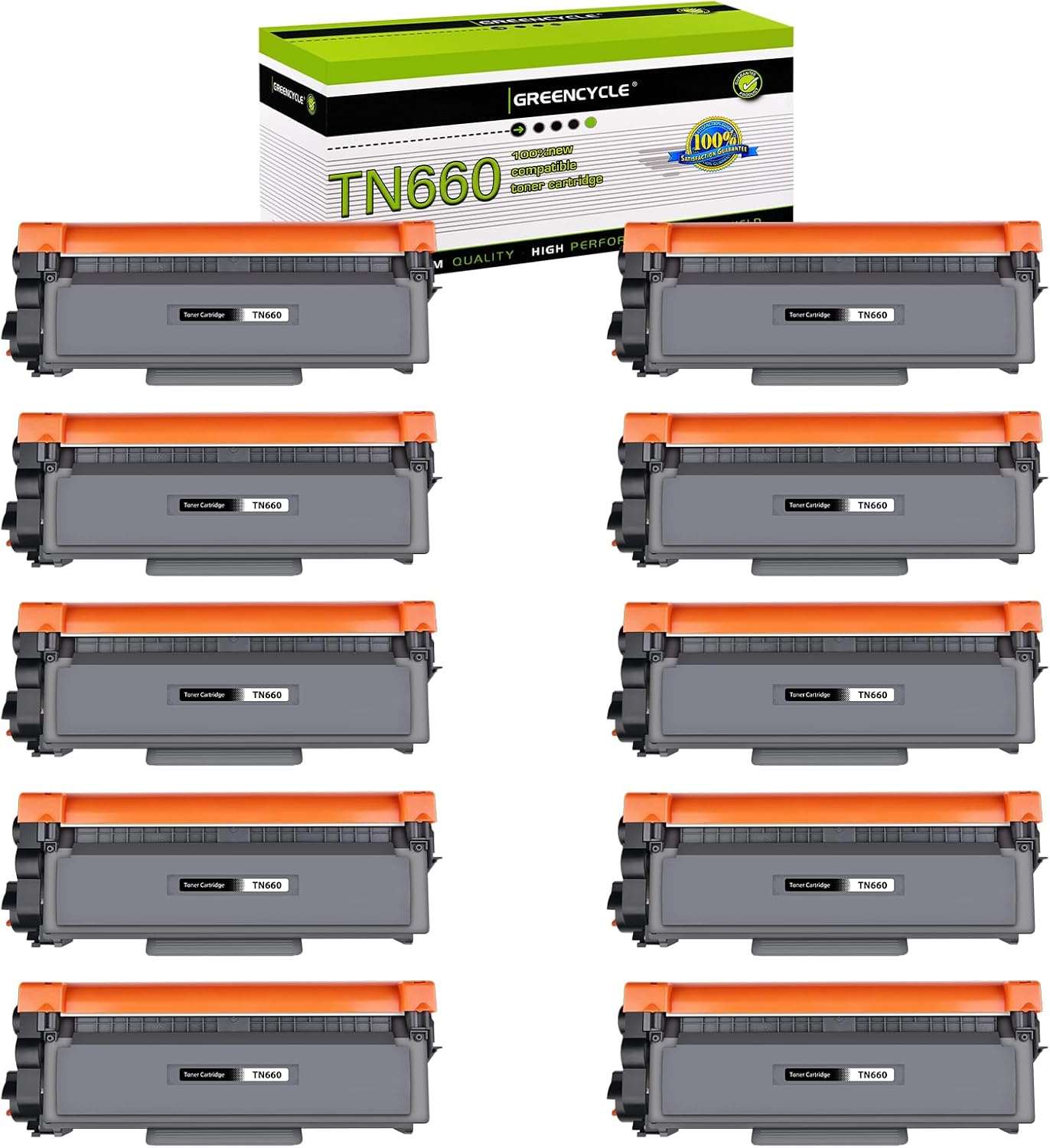 greencycle TN660 TN630 Black Toner Cartridge Compatible for Brother MFC-L2700DW HL-L2300D HL-L2320D HL-L2360DW MFC-L2740DW DCP-L2540DW Printer (TN660 10 Pack)