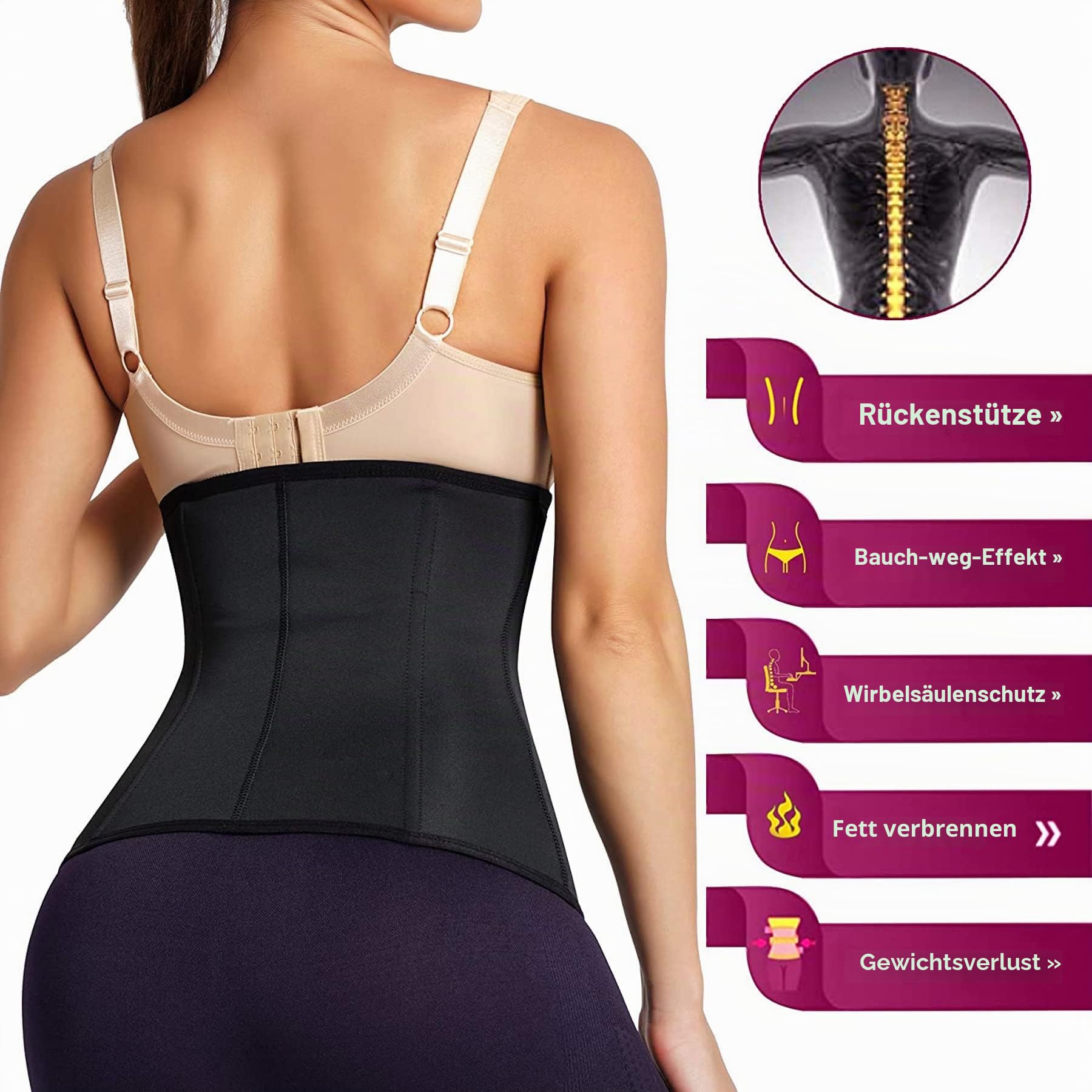 KUMAYES Korsett Damen Waist Trainer Cincher Korsage Taillenformer Bauchweggürtel Corsage Shapewear Damen bauchweg