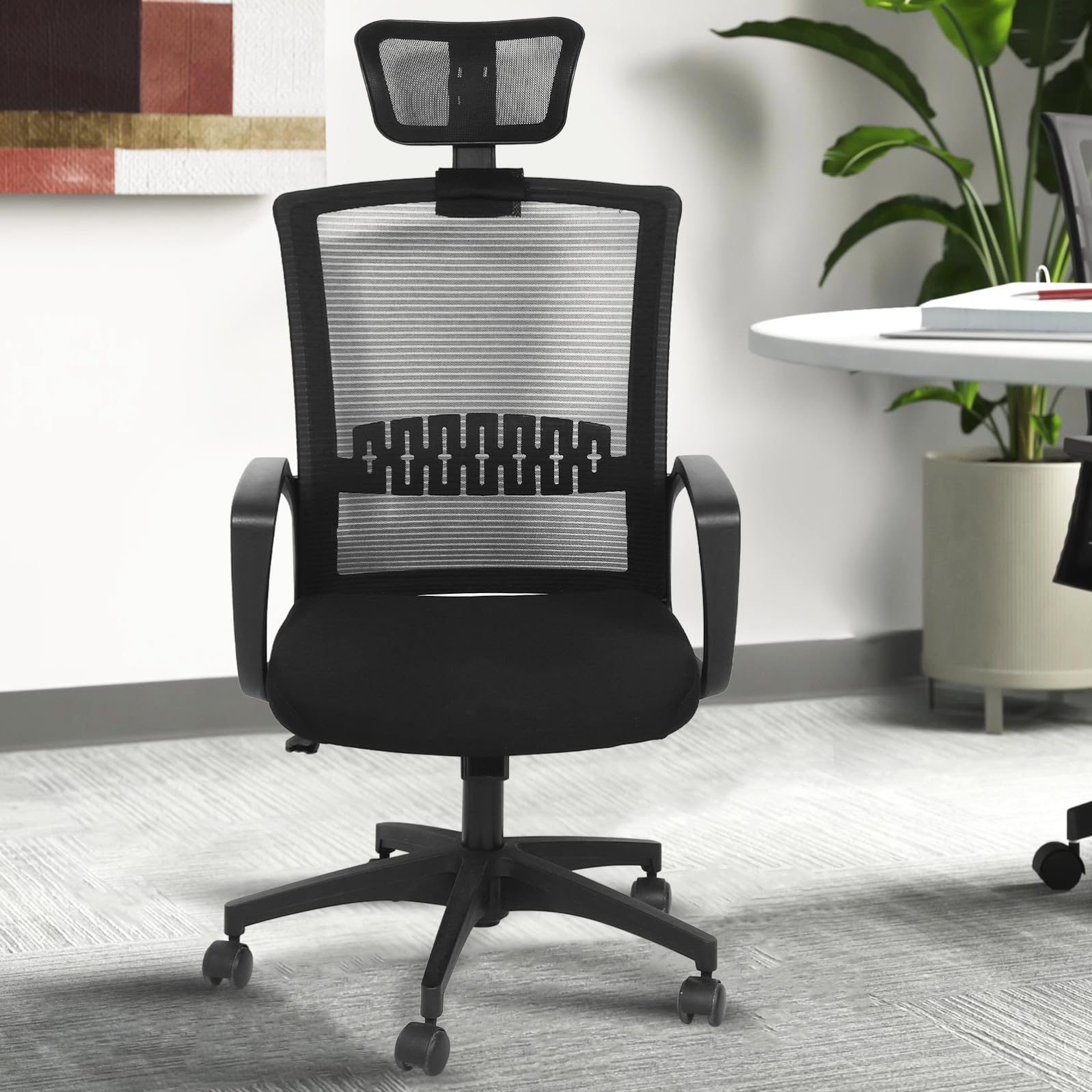 Supporto Poggiatesta per Sedia da Gioco e Ufficio, Cuscino Nero per Massimo Comfort, per Uso Estivo e Sedie Ergonomiche