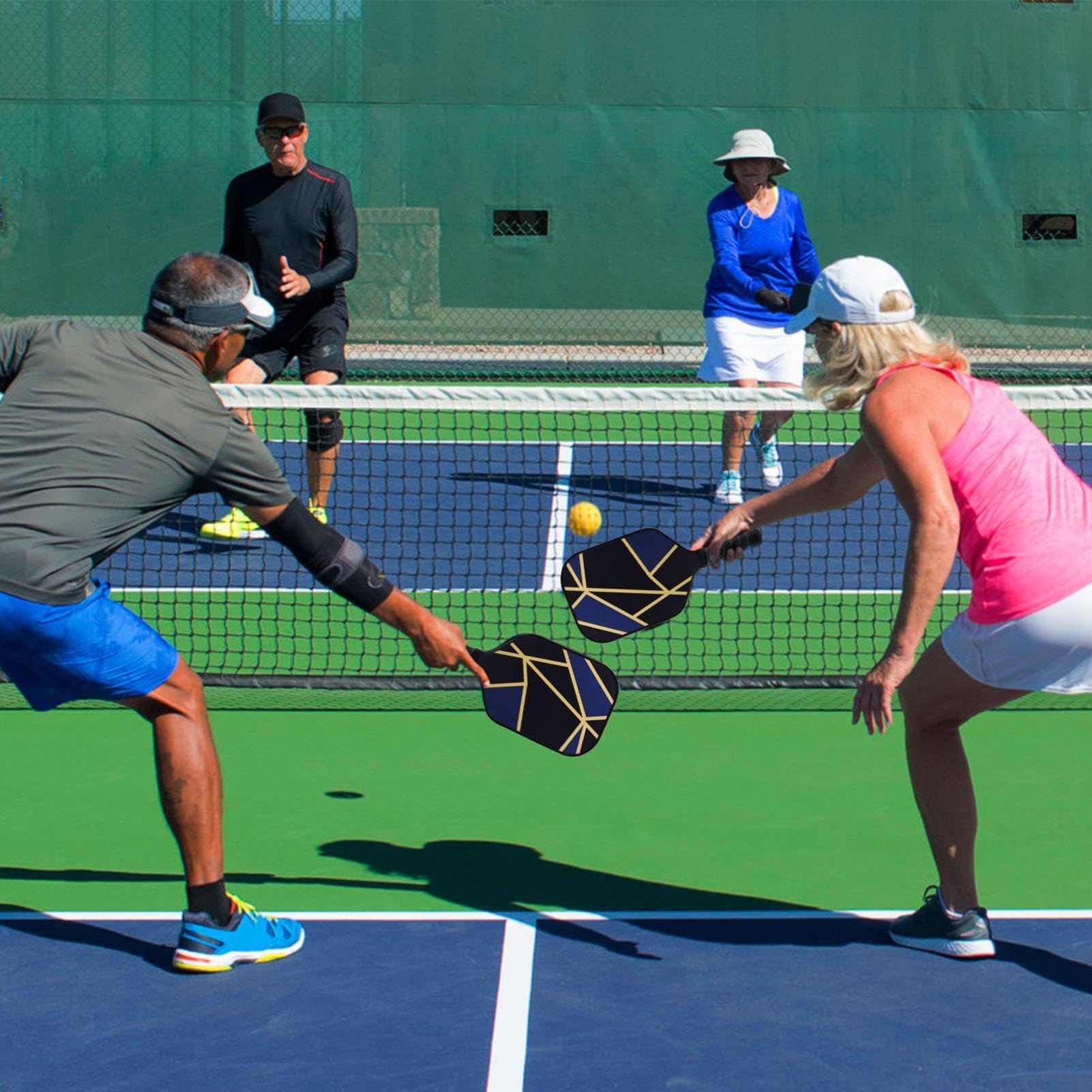 Wiosła Pickleball | Zestaw wiosła Pickleball dla początkujących | i przenośna rakieta do marynowania z kulkami, sprzęt do marynowania z włókna szklanego użytku w pomieszczeniach na zewnątrz