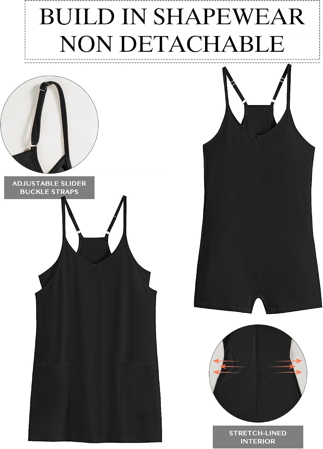 Buauty Women's Athletic Romper Dress with Built-in Shorts - Summer Workout Tennis Casual Trendy Sleeveless Sports Outfit