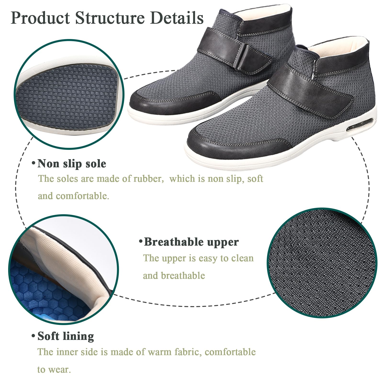 Scarpe Stivali Uomo Donna per Diabetici Extra Larghe Leggero Antiscivolo Confortevole Calde Scarpe Ortopediche Camminata per Anziani Piedi Gonfi