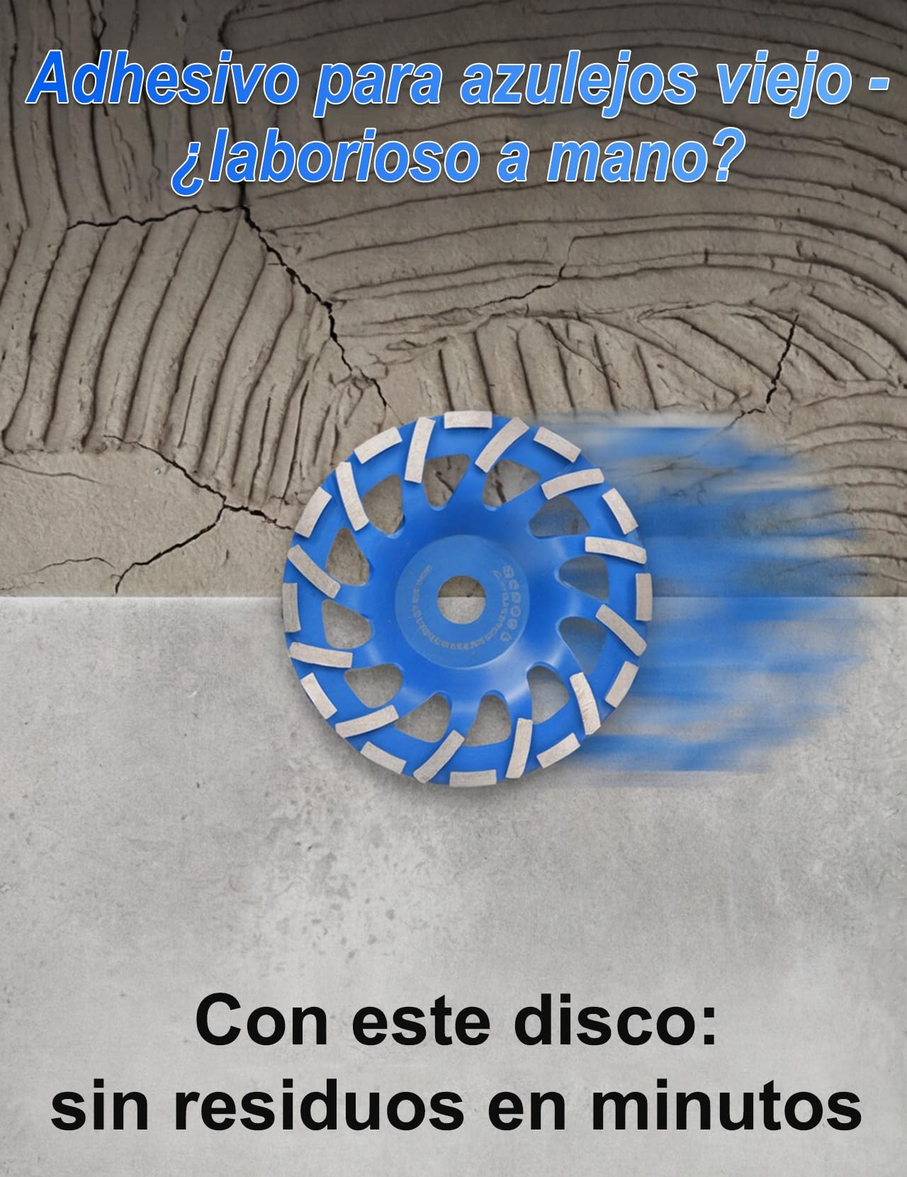 Disco abrasivo de diamante, 180 mm × 22,23 mm, para trabajos de lijado con hormigón y materiales de construcción duros, granito, piedra natural, yeso, mármol, color azul