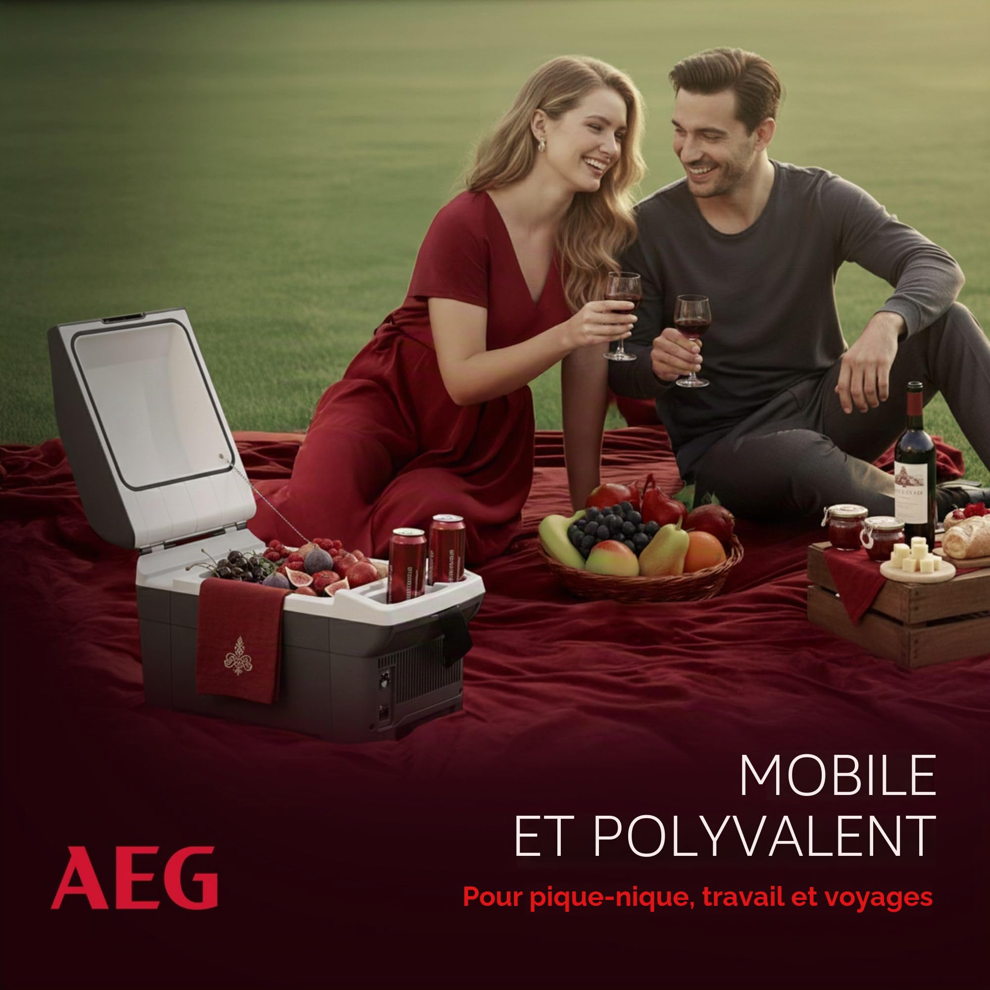 AEG Automotive Board-Bar BK 16 Glacière thermoélectrique et chauffante 16 litres, 12 volts pour voiture et prise, peut être fixée à la voiture, argent