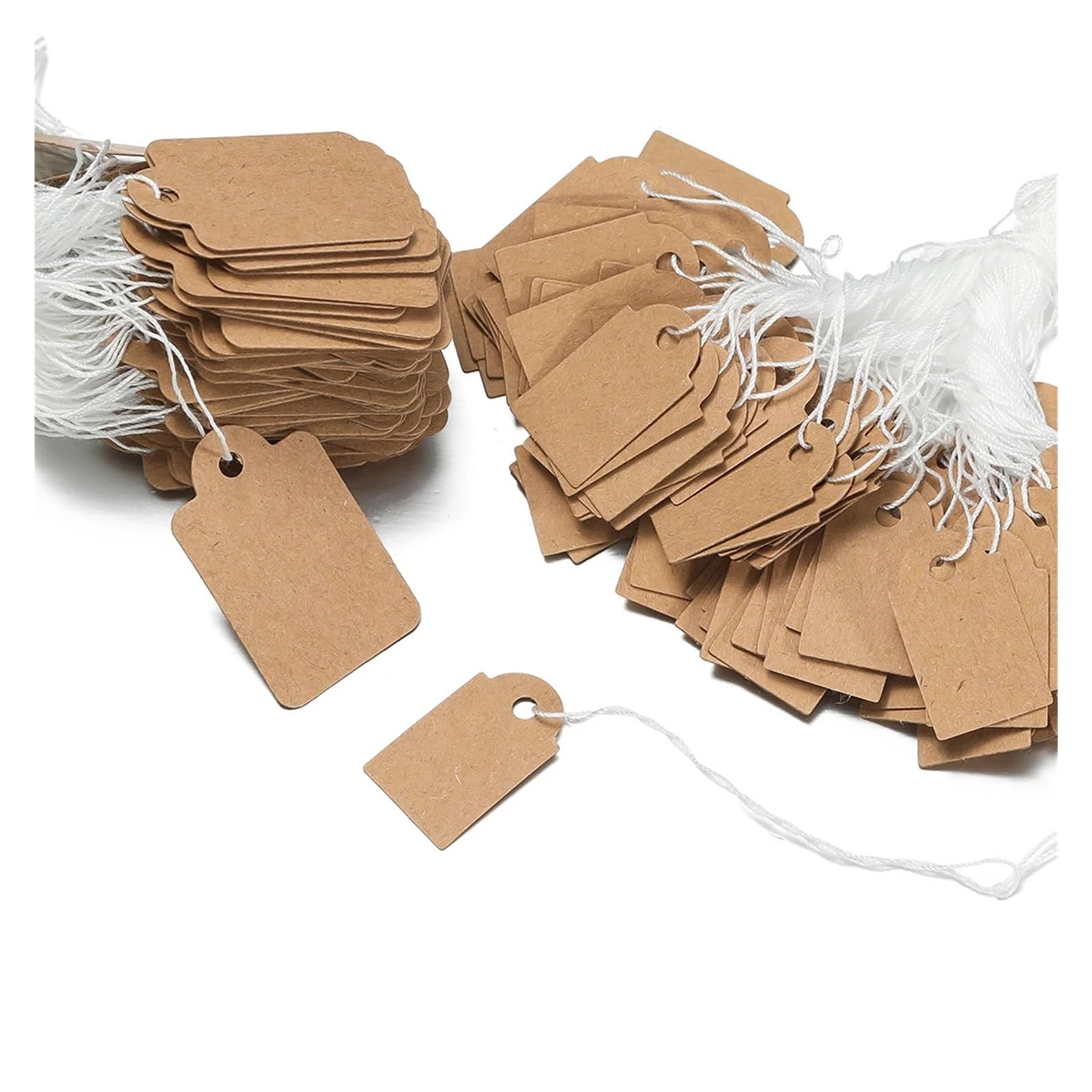 Preisschilder mit Schnur, 200 Stück, Preisschilder, Schnur, Krawatte, Uhren, Merchandise-Papierkarten, rechteckig, blanko, für Display-Preis