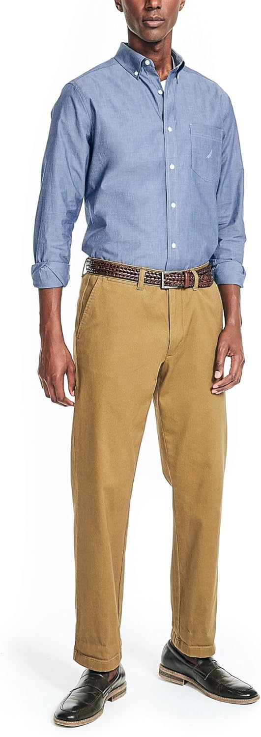 Nautica Men's Long Sleeve Solid Button Up Shirt